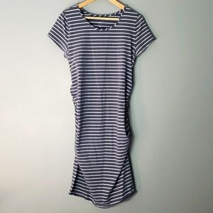 Isabel Maternity by Ingrid & Isabel Navy and White Striped Midi Dress